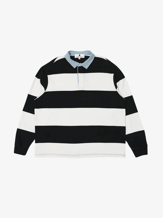 Image of a model wearing Tops. Productname: Noon Goons Beachin Polo in Black/White colour by brand - Noon Goons