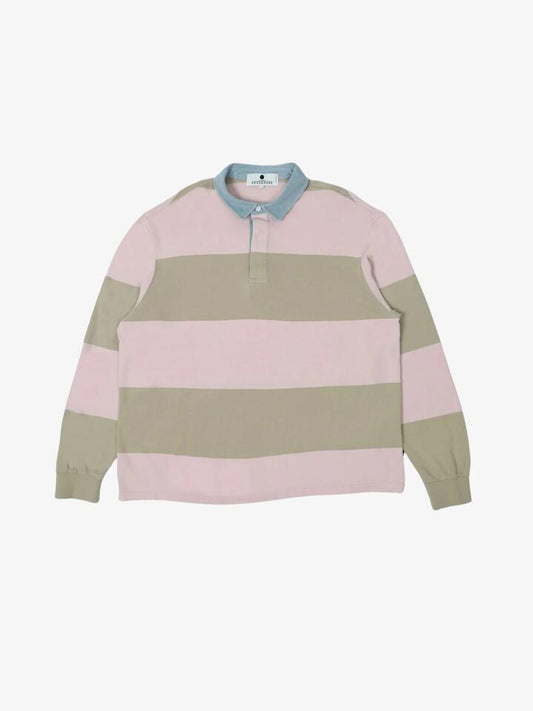 Image of a model wearing Tops. Productname: Noon Goons Beachin Polo in SAND/PINK colour by brand - Noon Goons