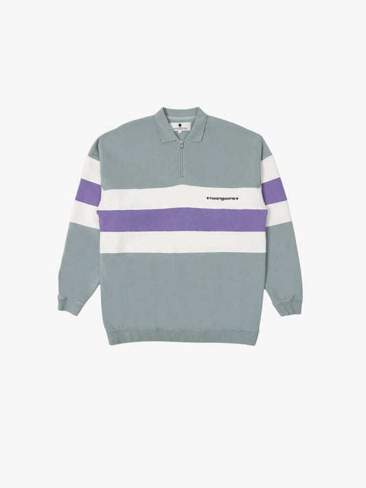 Image of a model wearing Outerwear. Productname: Noon Goons Laid Back Fleece Polo in Aqua colour by brand - Noon Goons