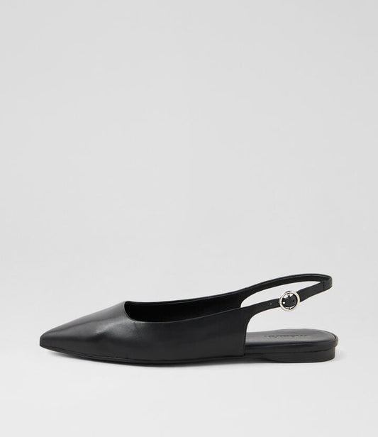 Image of Shoes. Productname: Fantash Black Leather Flat Shoes in Black colour by brand - MOLLINI