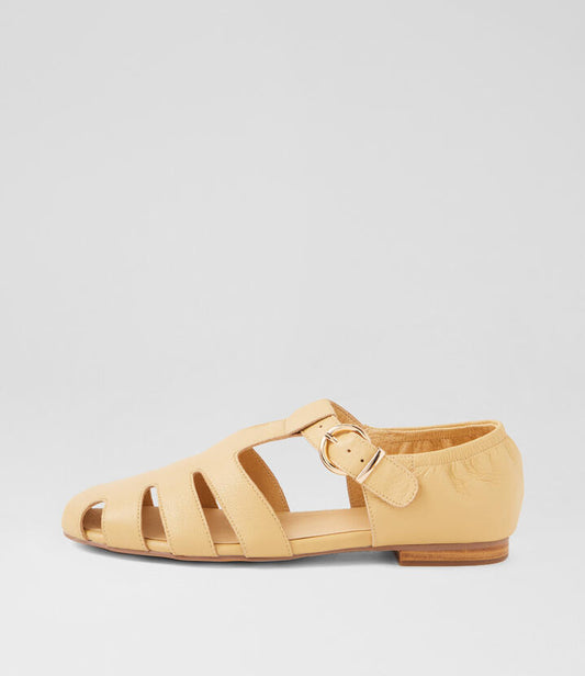 Image of Footwear. Productname: Grelis Lemon Leather Flat Shoes in LEMON colour by brand - MOLLINI