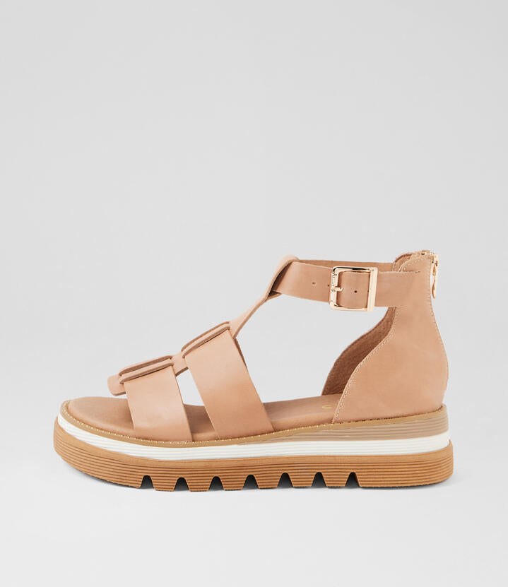 Image of Sandals. Productname: Sarama Cappuccino Leather Sandals in CAPPUCCINO colour by brand - MIDAS