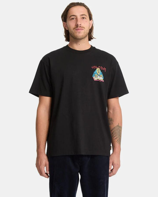 Image of T-Shirts. Product name - Volcom Mens Fa Jj Villard T-Shirt Black in Black colour by brand - Volcom