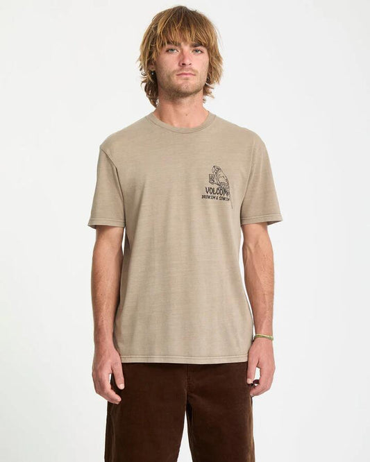 Image of T-Shirts. Product name - Volcom Mens Liquor Locker Pw T-Shirt Brindle in Brindle colour by brand - Volcom