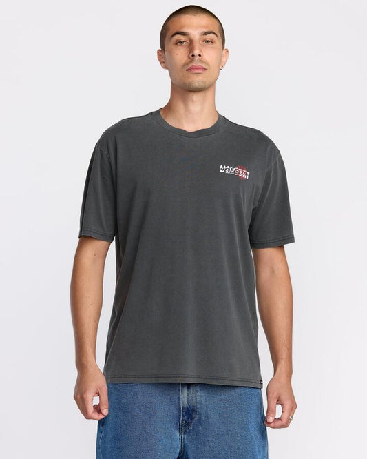Image of T-Shirts. Product name - Volcom Mens Brain Mix T-Shirt Stealth in Stealth colour by brand - Volcom