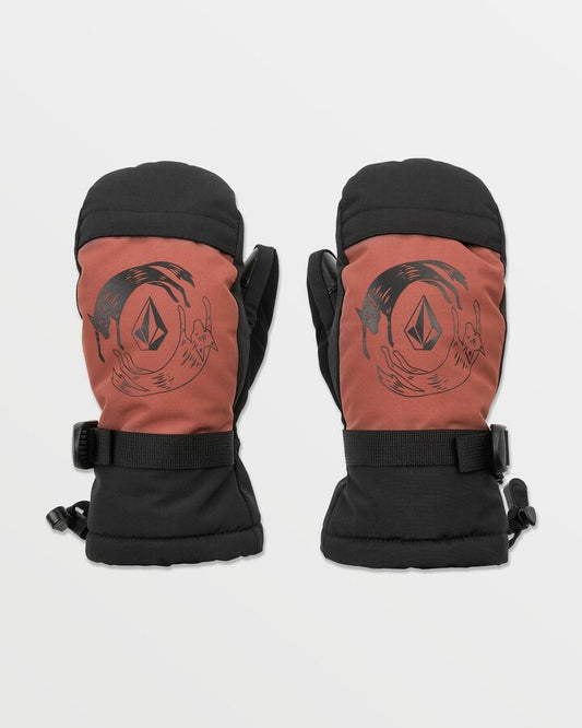 Image of Accessories. Product name - Volcom Boys 8-16 Day Saver Snow Mitt Henna in Henna colour by brand - Volcom