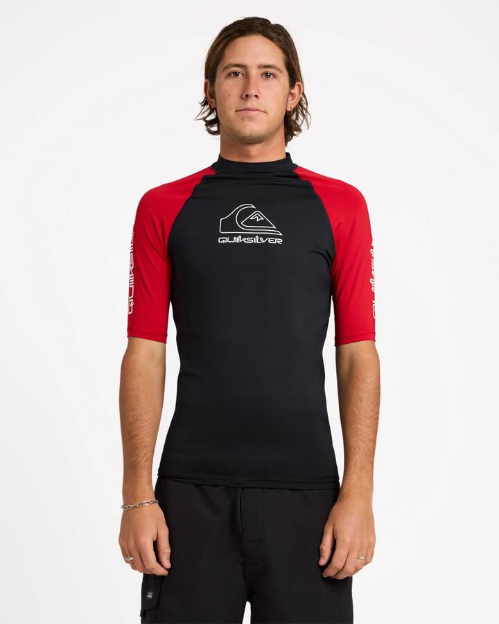 Image of Coats & Jackets. Productname: Quiksilver Mens On Tour Rash Vest Salsa - in Salsa colour by brand - Quiksilver