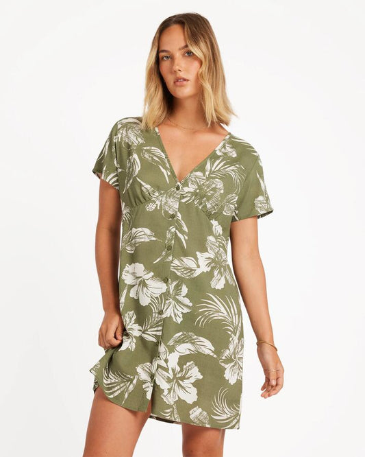 Image of Dresses. Productname: Volcom - Womens Vroom Service Mini Dress - Moss Stone - in Moss Stone colour by brand - Volcom