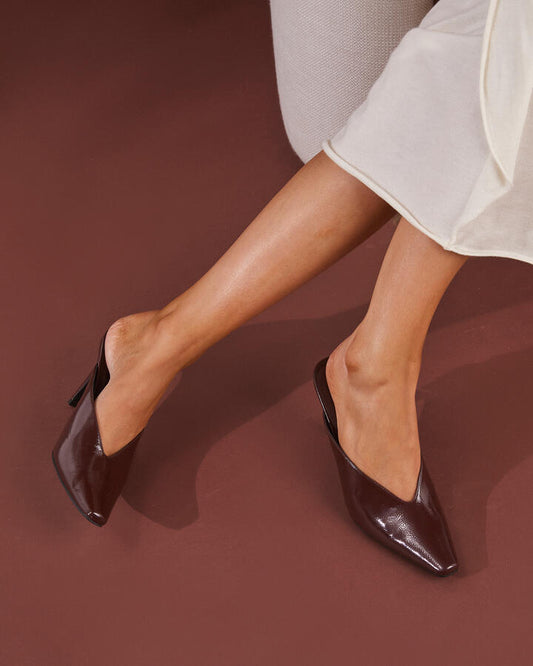 Image of Footwear. Productname: Yarrow: Espresso Patent - Women's Court - High Heel in Espresso Patent colour by brand - Novo