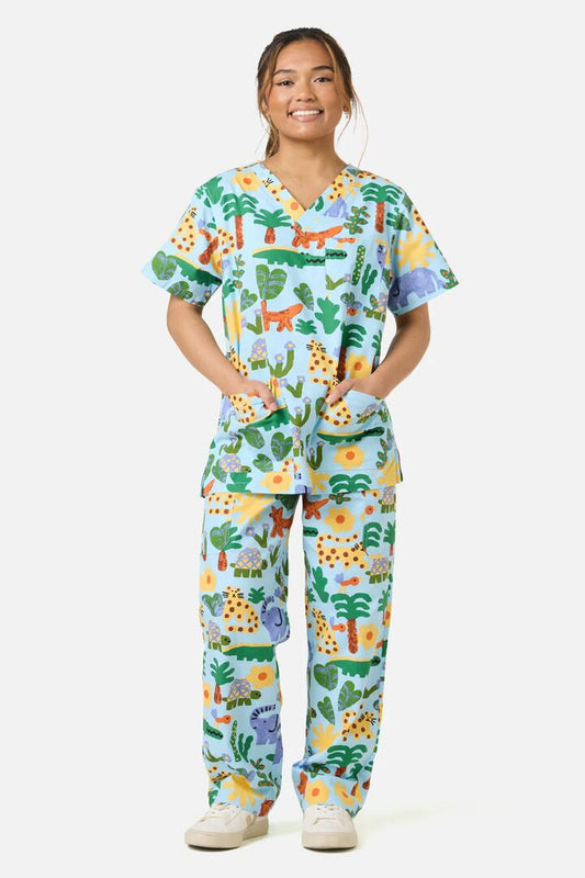 Image of a model wearing Uniforms & Workwear. Product name - Jungle Scrub Set in Blue colour by brand - Gorman