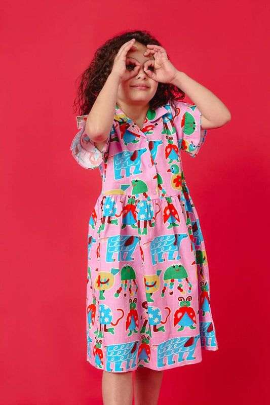 Image of Dresses. Product name - Buggy Boo Kids Dress in Pink colour by brand - Gorman