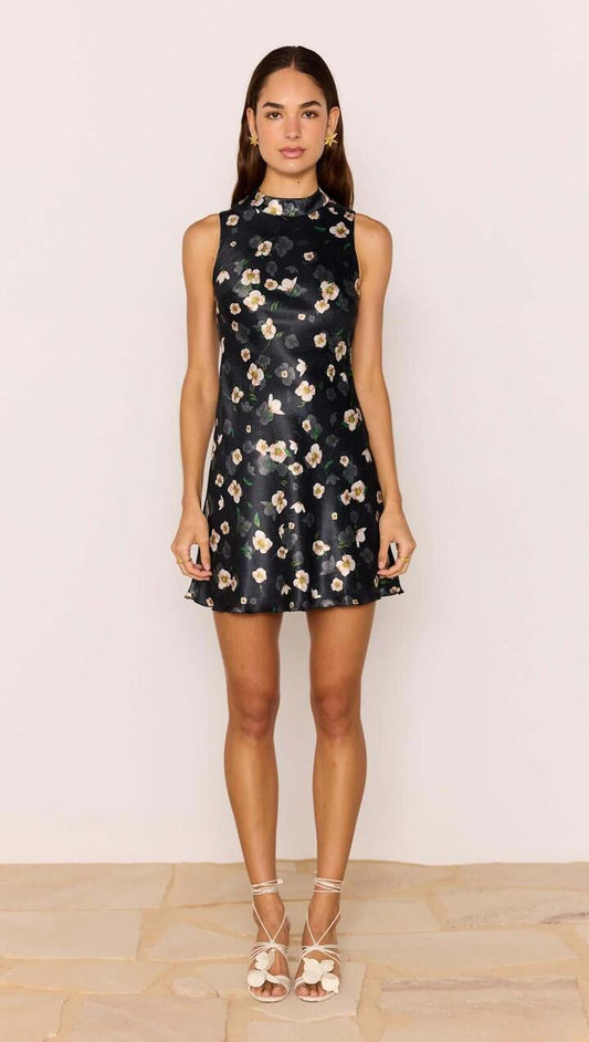 Image of Dresses. Product name - Black Floral Bias Mini Dress in Floral/Black colour by brand - MINKPINK