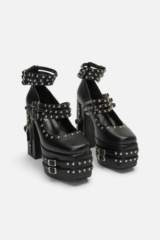 Image of Flats. Productname: Strappy Stud Mary Jane in Black colour by brand - Black Friday