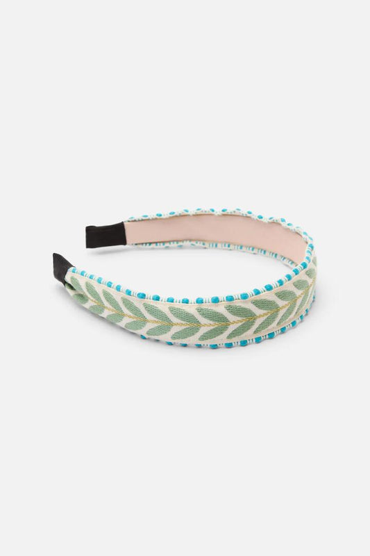 Image of Hair Accessories. Productname: Green Embroidered Headband in Green colour by brand - Princess Highway