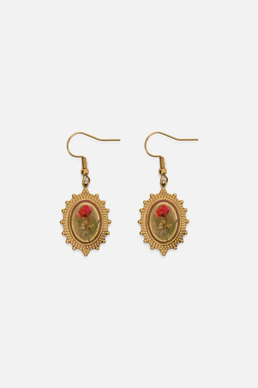 Image of Earrings. Productname: Framed Floral Earrings in Gold colour by brand - Princess Highway