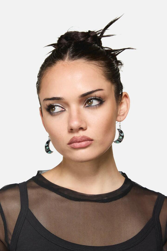 Image of Earrings. Productname: Mystical Moon Earrings in Midnight colour by brand - Dangerfield
