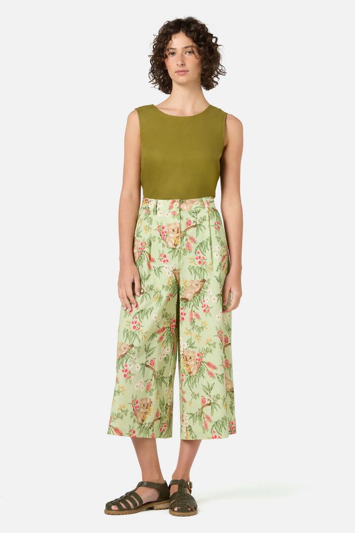 Image of a model wearing Pants. Productname: Koala Culotte in Mint colour by brand - Princess Highway