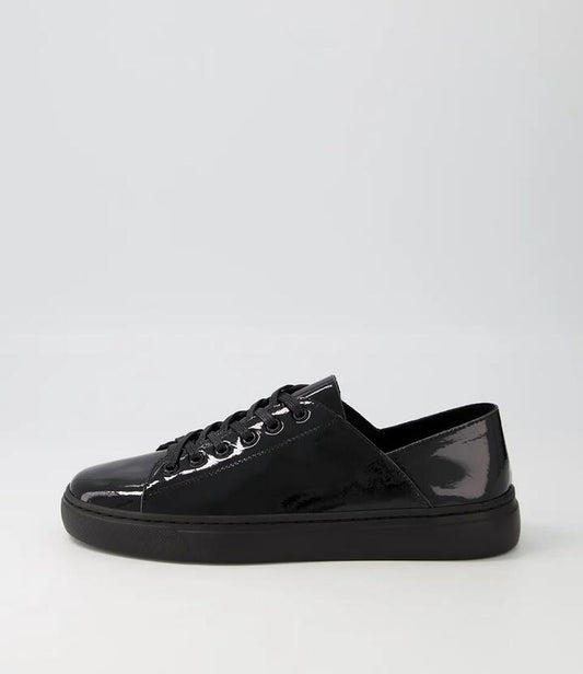 Image of Sneakers. Productname: Oskher Black Patent Leather Sneakers in BLACK-BLACK SOLE colour by brand - MOLLINI