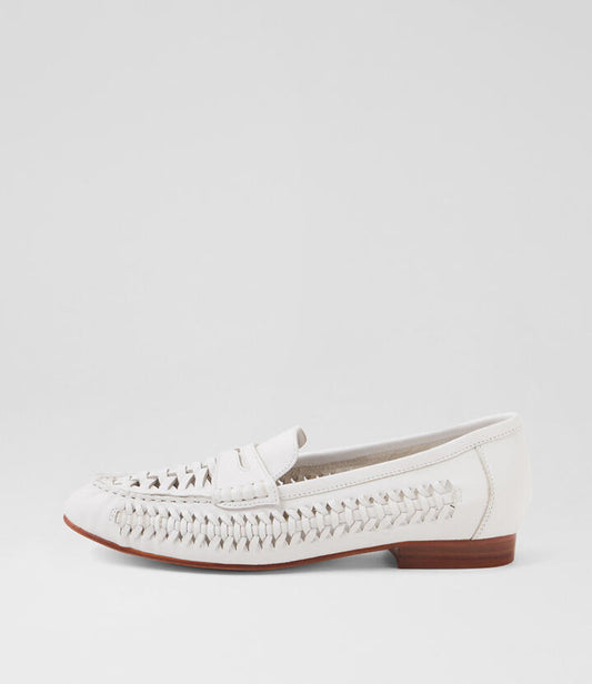 Image of Flats. Productname: Travis White Leather Loafers in WHITE colour by brand - MIDAS