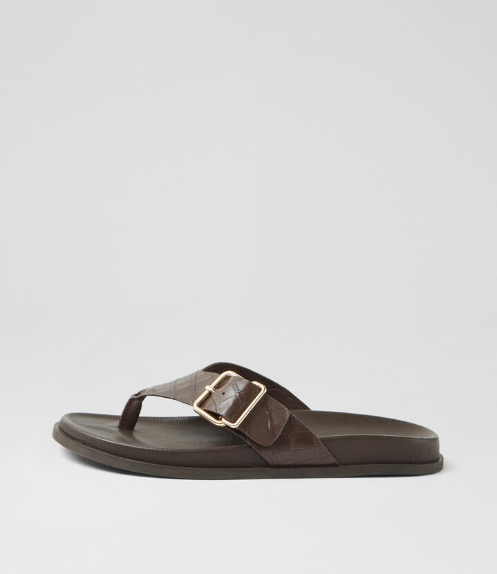 Image of Sandals. Productname: Volute Chocolate Croc Thongs in CHOCOLATE colour by brand - MIDAS