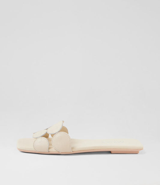 Image of Slippers. Productname: Eska Milk Leather Slides in Milk colour by brand - MIDAS