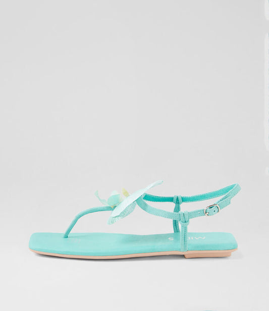Image of Sandals. Productname: Enchante Aqua Suede Thongs in AQUA colour by brand - MIDAS