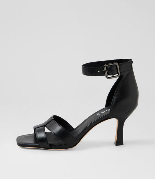 Image of Sandals. Productname: Lunar Black Leather Sandals in BLACK colour by brand - MIDAS