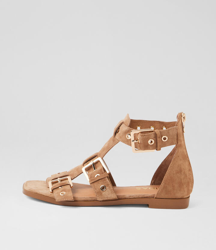 Image of Sandals. Productname: Lopair Light Choc Suede Sandals in LT CHOC colour by brand - MIDAS