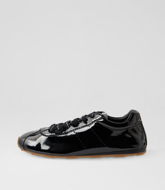 Image of Sneakers. Productname: Mousi Black Crinkle Synthetic Patent Sneakers in BLACK colour by brand - MOLLINI