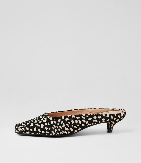 Image of Sandals. Productname: Harry Black White Pony Mules in BLACK & WHITE colour by brand - MIDAS