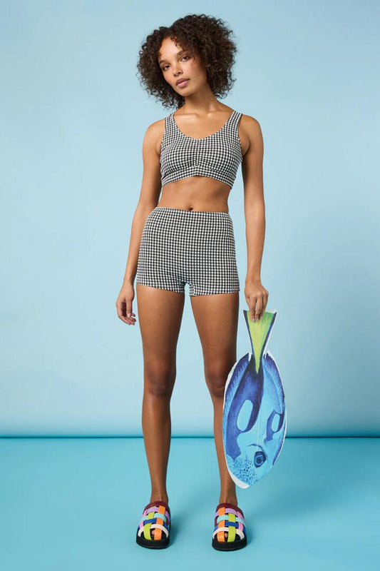 Image of Swimwear. Product name - Checkmate Gingham Bikini Botto in Black colour by brand - Gorman