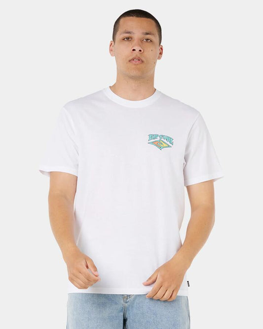 Image of T-Shirts. Product name - Rip Curl Mens Dazed And Tubed T-Shirt White in White colour by brand - Rip Curl