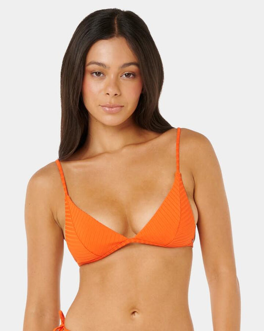 Image of Swimwear. Product name - Rip Curl Womens Premium Surf Banded Fixed Tri Bikini Top Orange in Orange colour by brand - Rip Curl