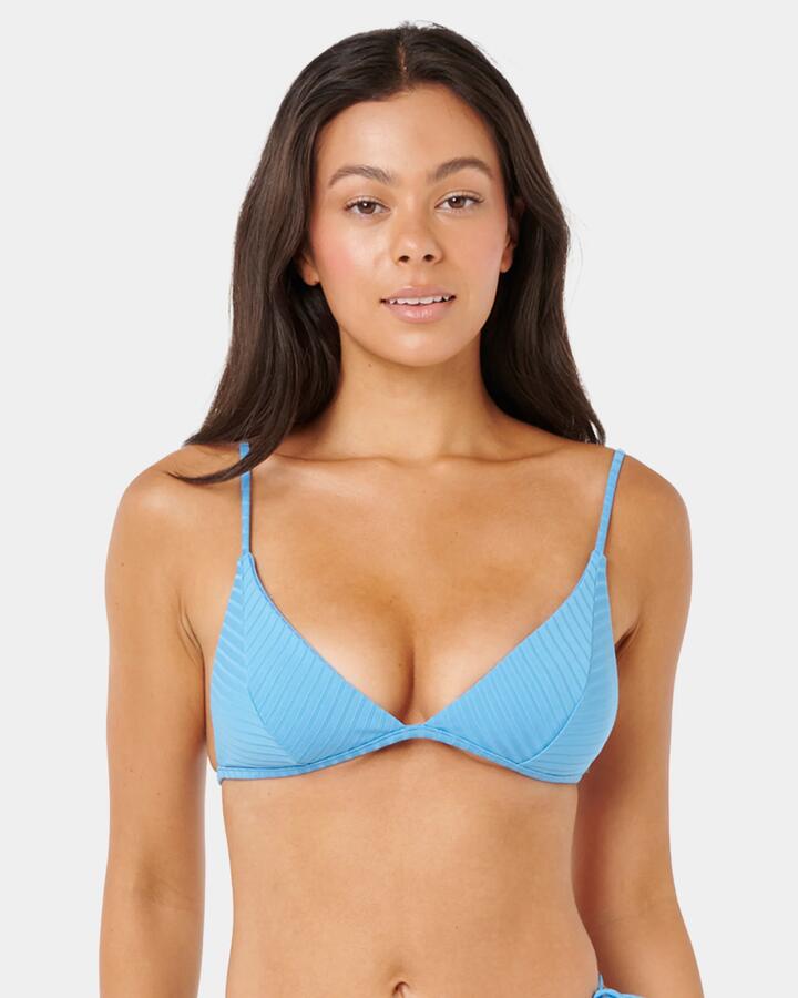 Image of Swimwear. Product name - Rip Curl Womens Premium Surf Banded Fixed Tri Bikini Top Azure Blue in Azure Blue colour by brand - Rip Curl