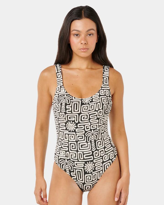 Image of Swimwear. Productname: rip Curl - Womens Sunset Jacquard One Piece Swimsuit - Black - in Black colour by brand - rip Curl