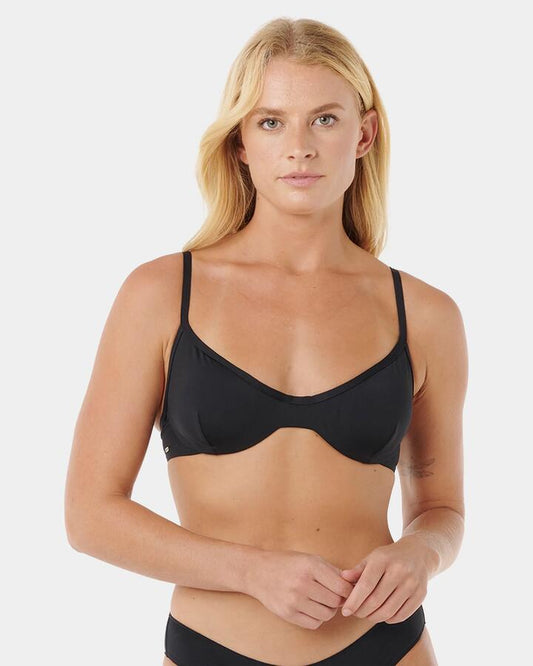 Image of Swimwear. Product name - Rip Curl Womens Classic Surf D-Dd Bikini Top Black in Black colour by brand - Rip Curl