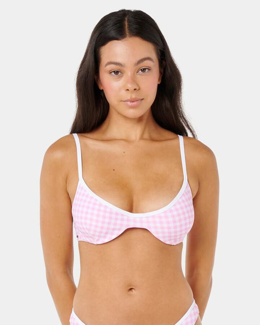 Image of Swimwear. Product name - Rip Curl Womens Classic Surf D-Dd Bikini Top Light Pink in Light Pink colour by brand - Rip Curl