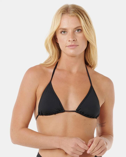 Image of Swimwear. Product name - Rip Curl Womens Classic Surf Sliding Tri Bikini Top Black in Black colour by brand - Rip Curl
