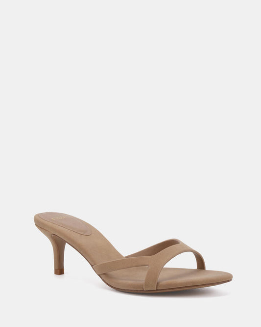 Image of Sandals. Product name - Viv Camel Nubuck Mules in Camel Nubuck colour by brand - Novo