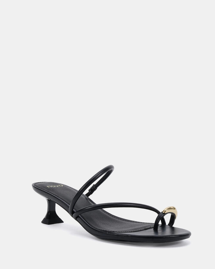 Image of Heels. Productname: Unite: Black - Women's Strappy - Low Heel in Black colour by brand - Novo