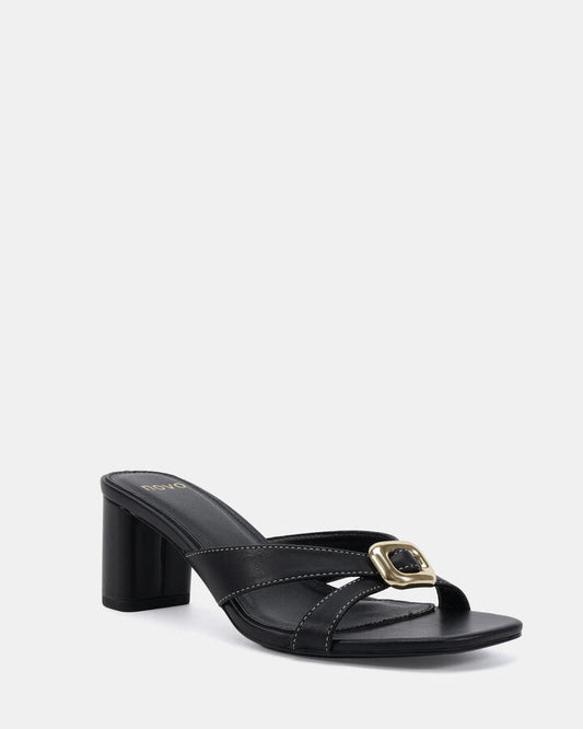 Image of Heels. Productname: Finnegan: Black - Women's Strappy - Low Heel in Black colour by brand - Novo