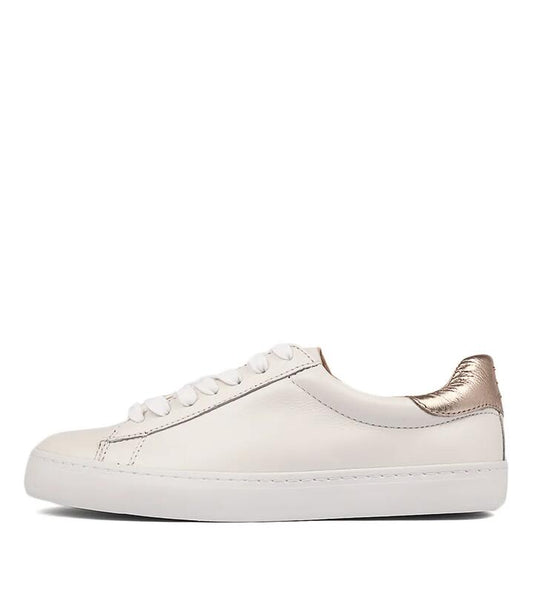 Image of Sneakers. Productname: Session White Rose Gold Leather Sneakers in WHITE-ROSE GOLD colour by brand - MOLLINI