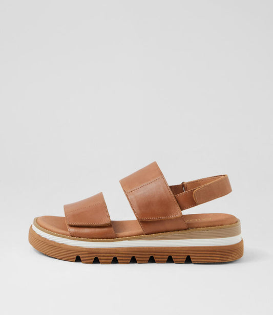 Image of Sandals. Productname: Shani Tan Leather Sandals in TAN colour by brand - MIDAS