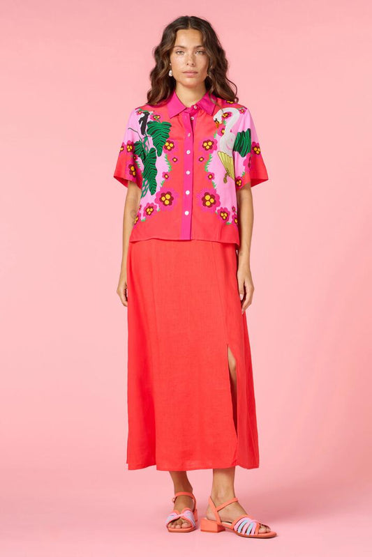 Image of a model wearing Tops. Productname: Eros Print Shirt in Print colour by brand - Gorman