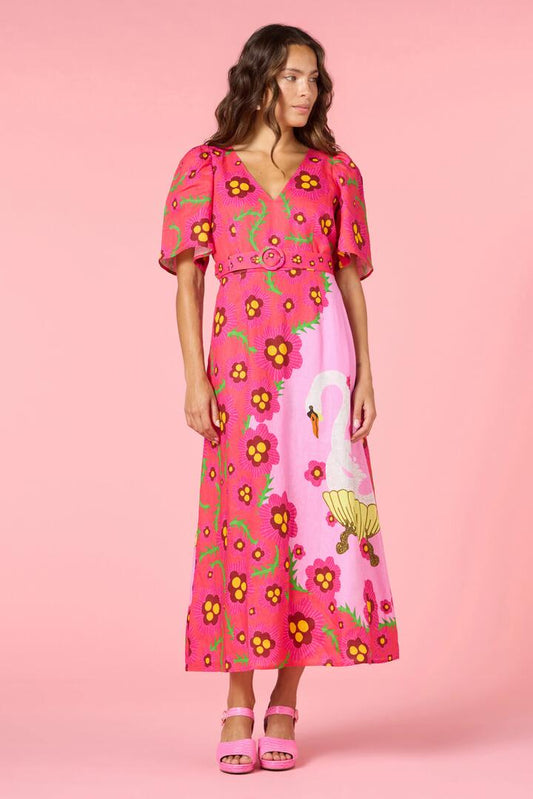 Image of Dresses. Productname: Eros Linen Summer Maxi Dress in Print colour by brand - Gorman