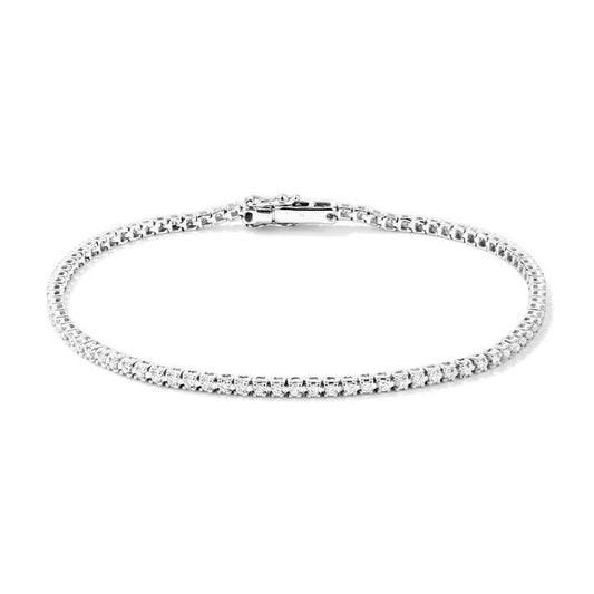 Image of Bracelets. Productname: 18.5cm Tennis Bracelet with 1.00tw of Laboratory-Grown Diamonds in Sterling Silver and Platinum in Diamond colour by brand - Bevilles