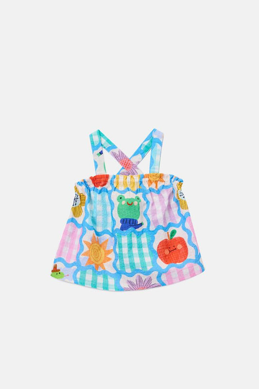 Image of a model wearing Tops. Productname: Jumble Check Kids Top in Multi colour by brand - Gorman