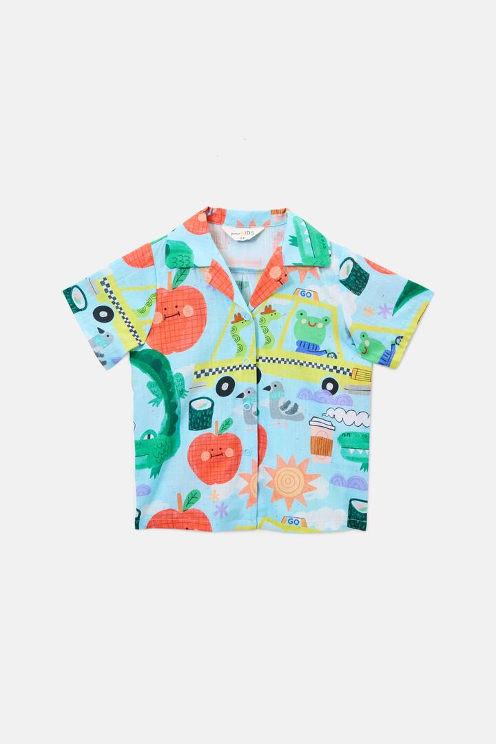 Image of Shirts. Product name - Taxi Kids Shirt in Blue colour by brand - Gorman