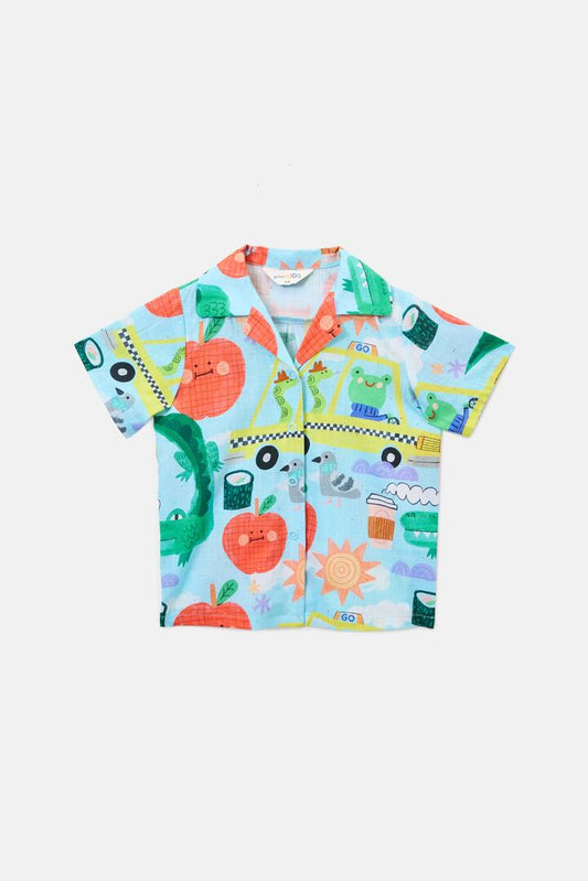 Image of Shirts. Product name - Taxi Kids Shirt in Blue colour by brand - Gorman