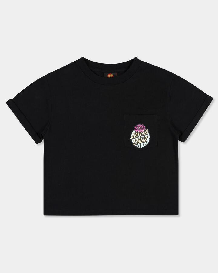 Image of a model wearing Tops. Productname: santa Cruz Girls 8-16 Cactus Dot T-Shirt Black - in Black colour by brand - santa Cruz
